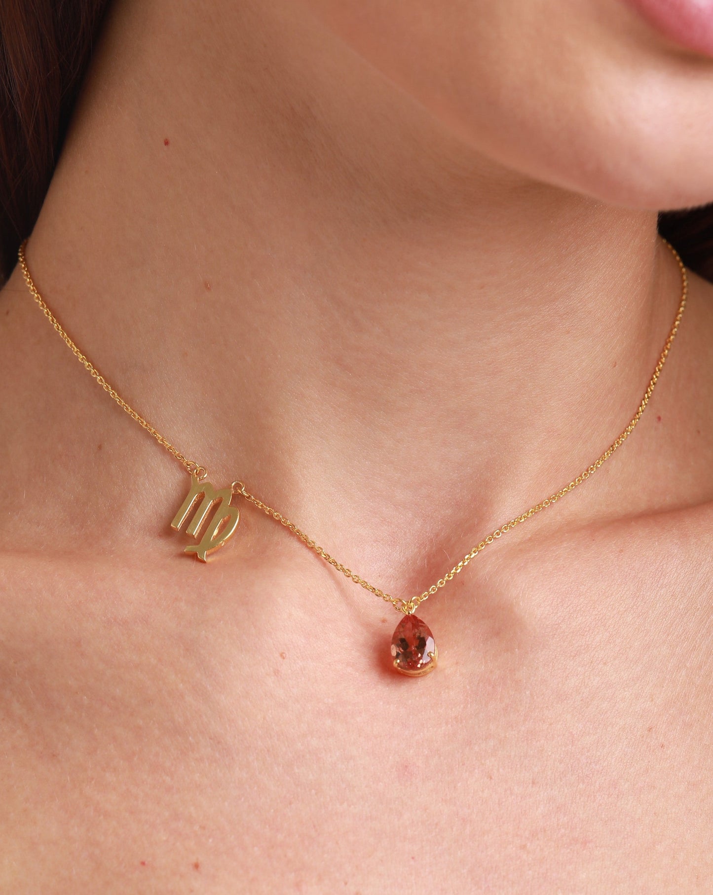 zodiac sign necklace- virgo- gold