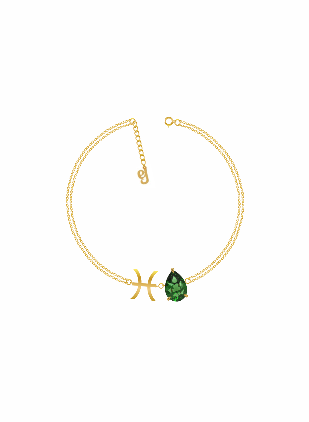 zodiac sign bracelet- pisces- gold