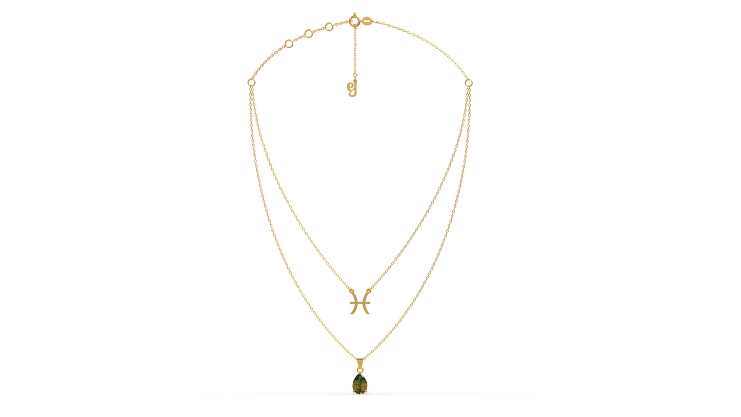zodiac sign necklace- pisces- gold