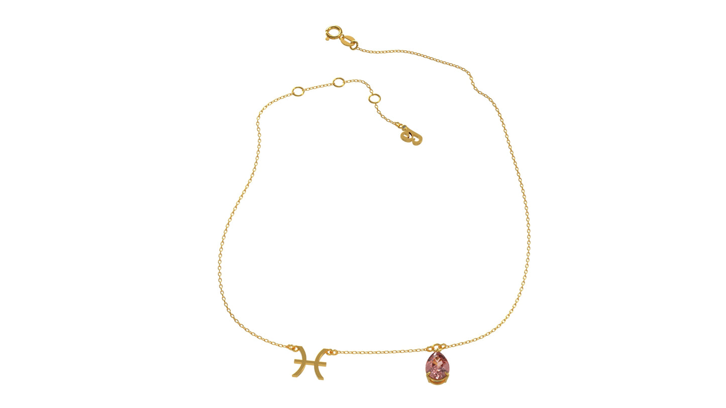 zodiac sign necklace- pisces- gold