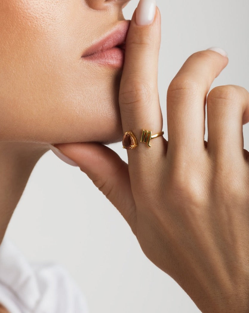 zodiac sign ring- scorpio- gold