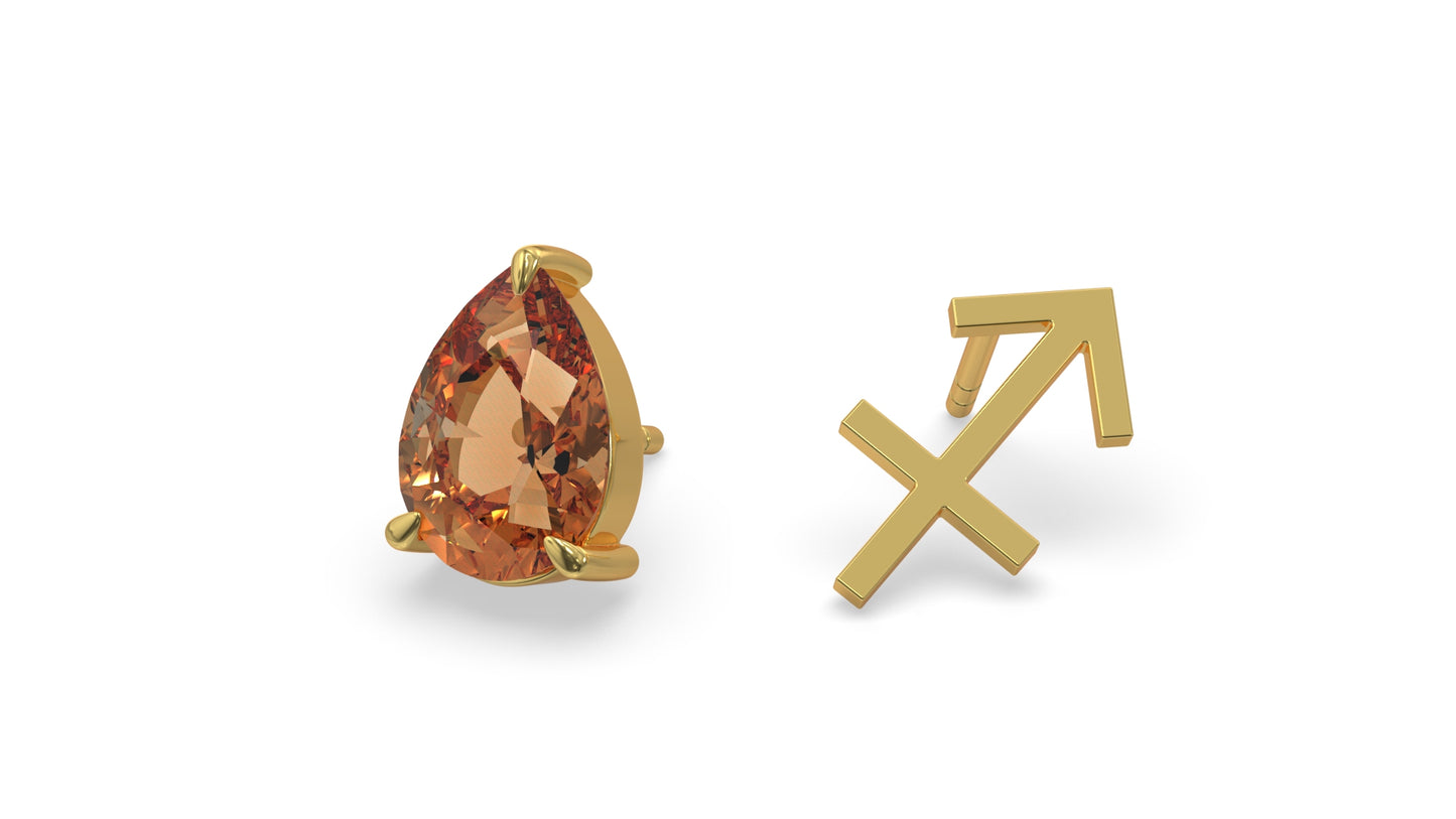 zodiac sign earrings- sagittarius- gold