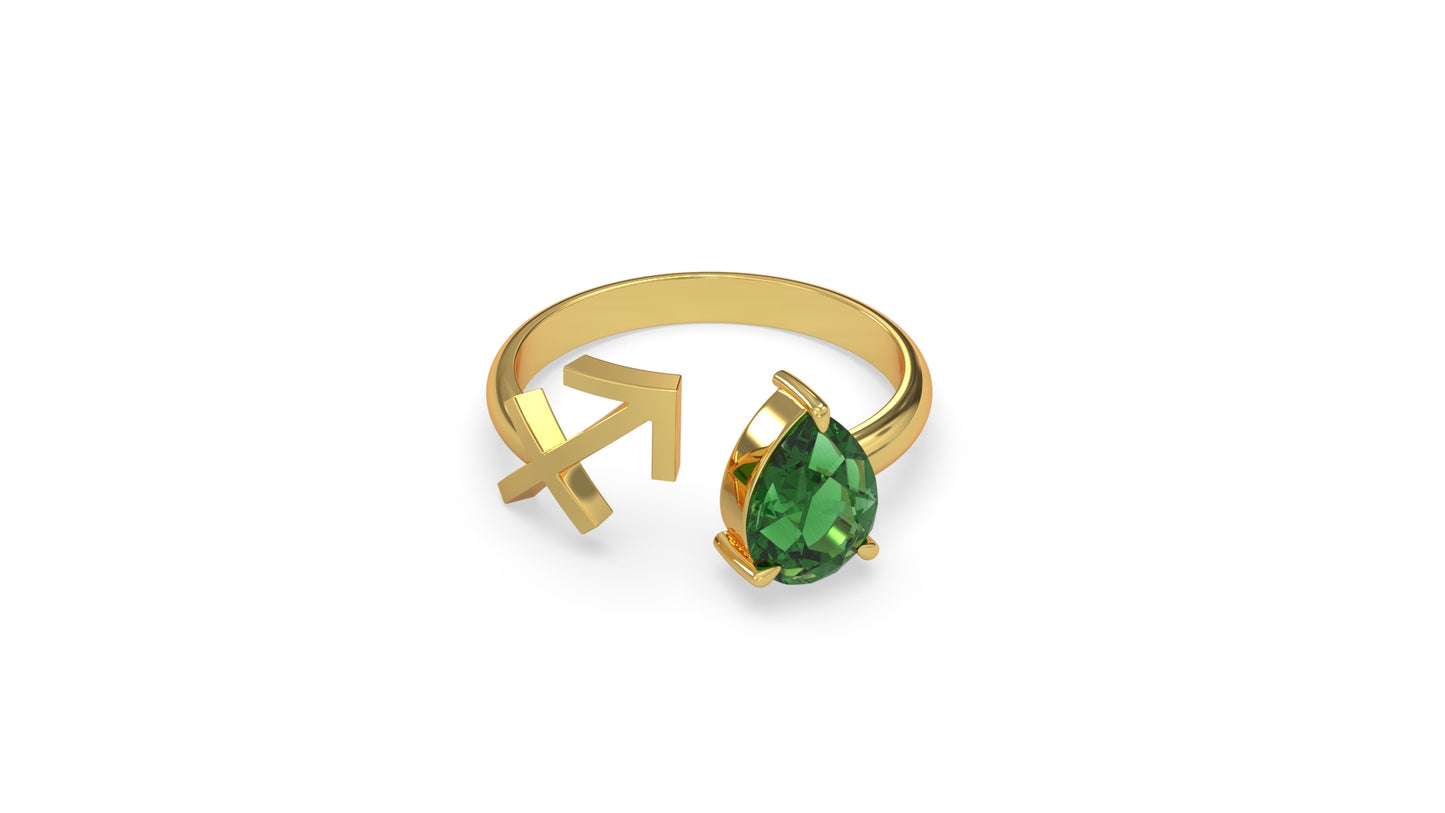 zodiac sign ring- sagittarius- gold
