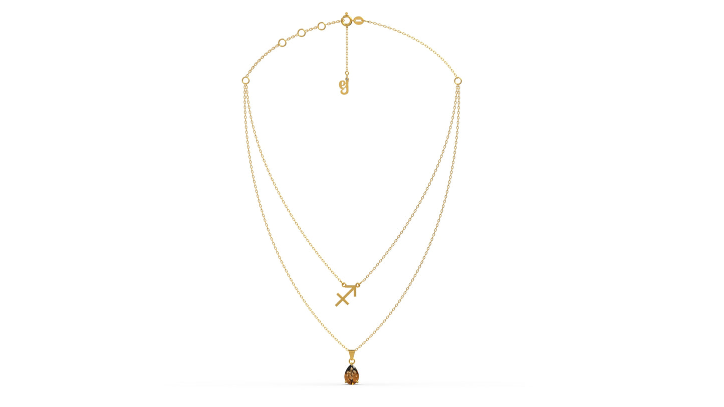 zodiac sign necklace- sagittarius- gold