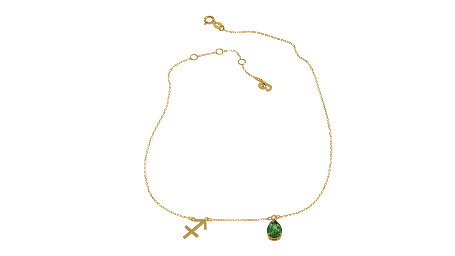 zodiac sign necklace- sagittarius- gold