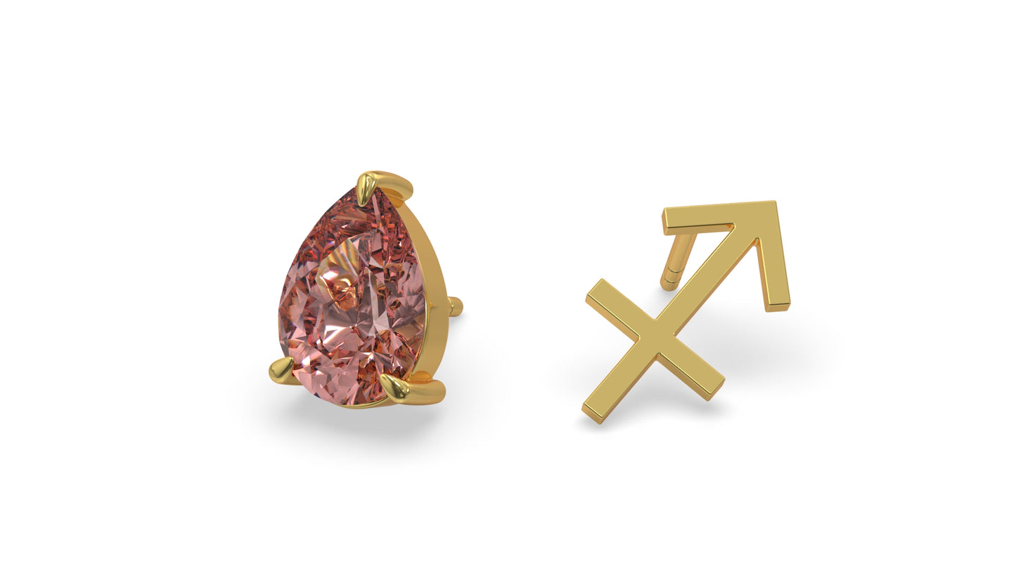 zodiac sign earrings- sagittarius- gold