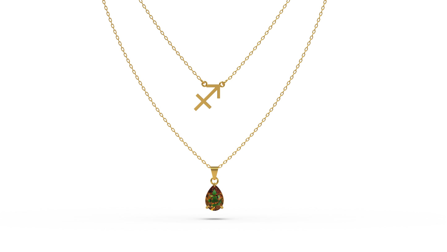 zodiac sign necklace- sagittarius- gold