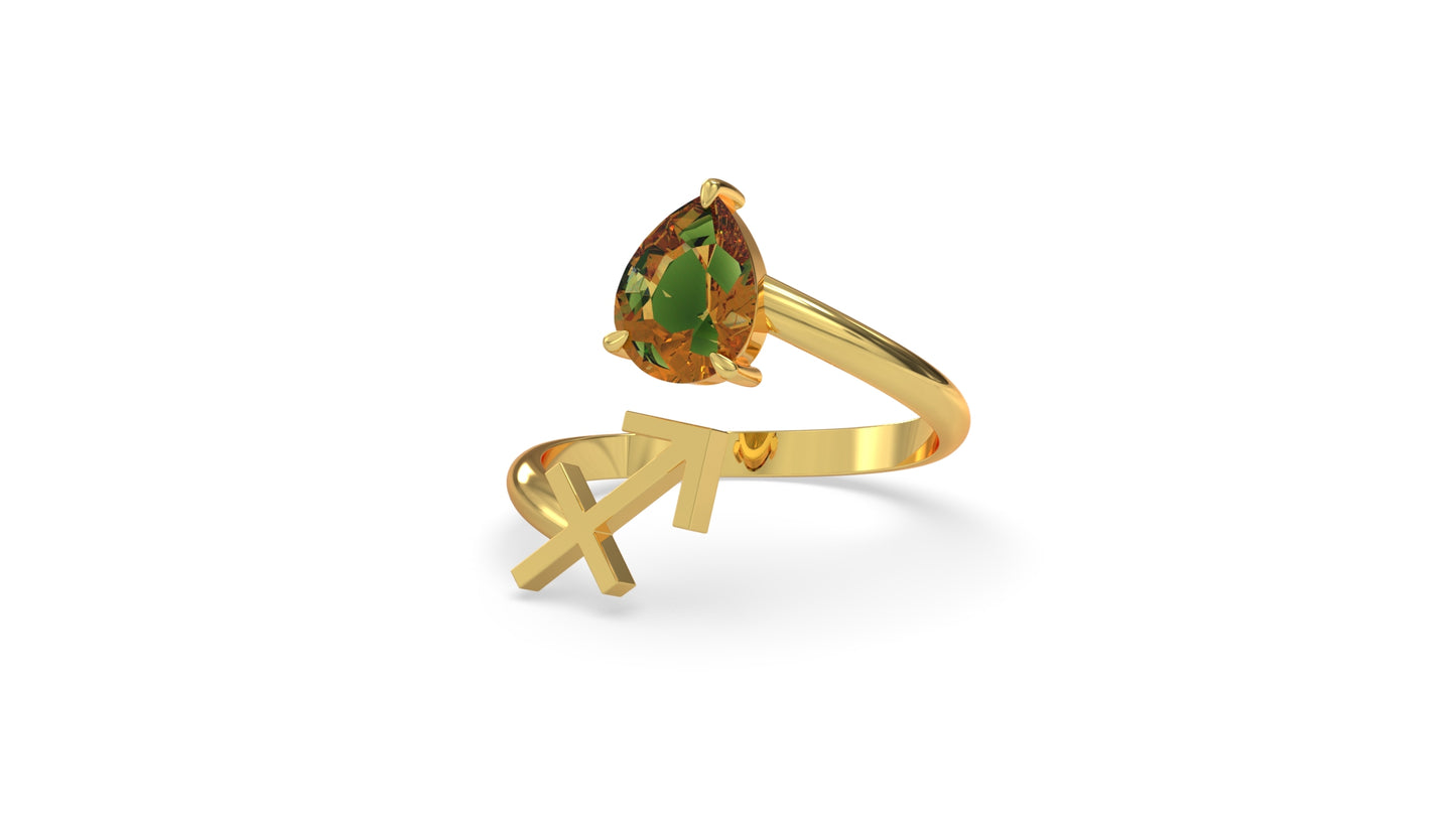 zodiac sign ring- sagittarius- gold