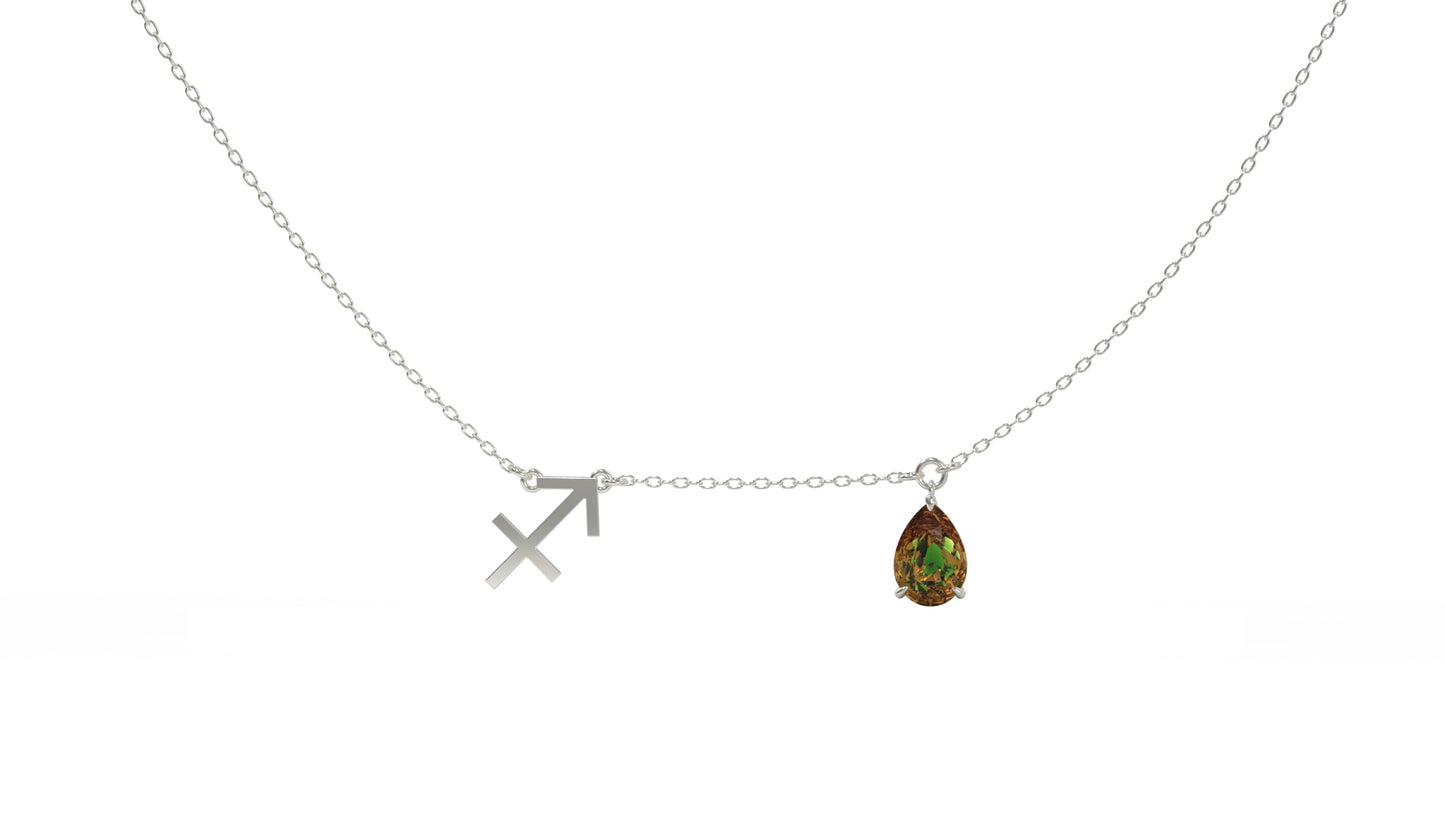 zodiac sign necklace- sagittarius- silver