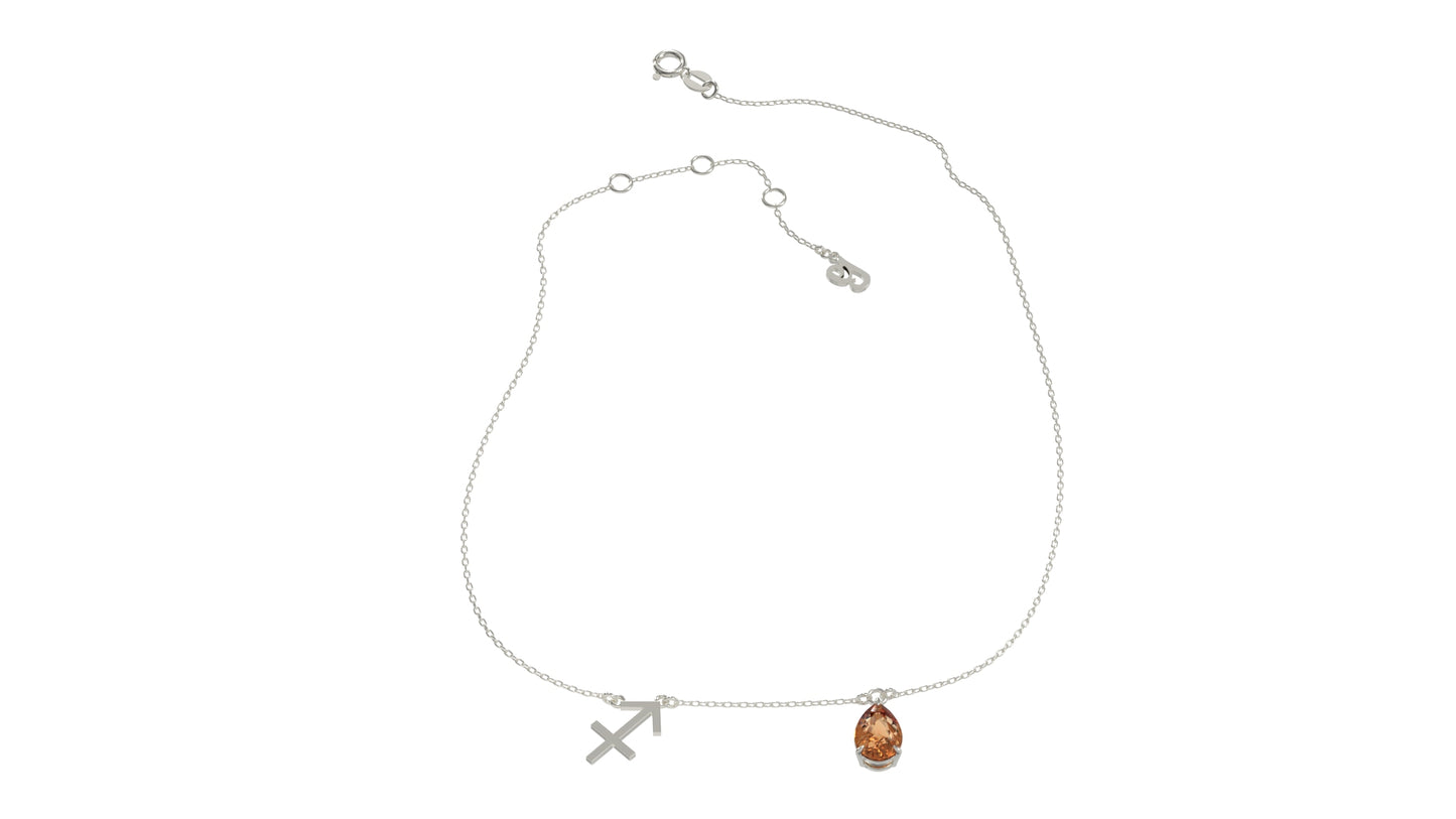 zodiac sign necklace- sagittarius- silver