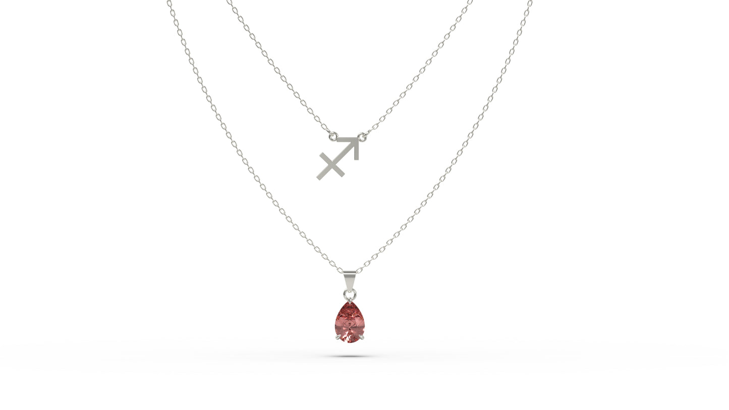 zodiac sign necklace- sagittarius- silver