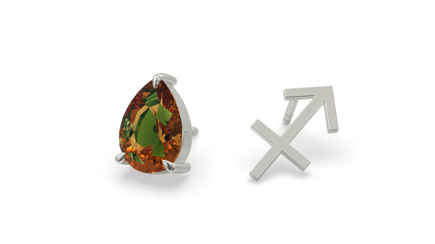 zodiac sign earrings- sagittarius- silver