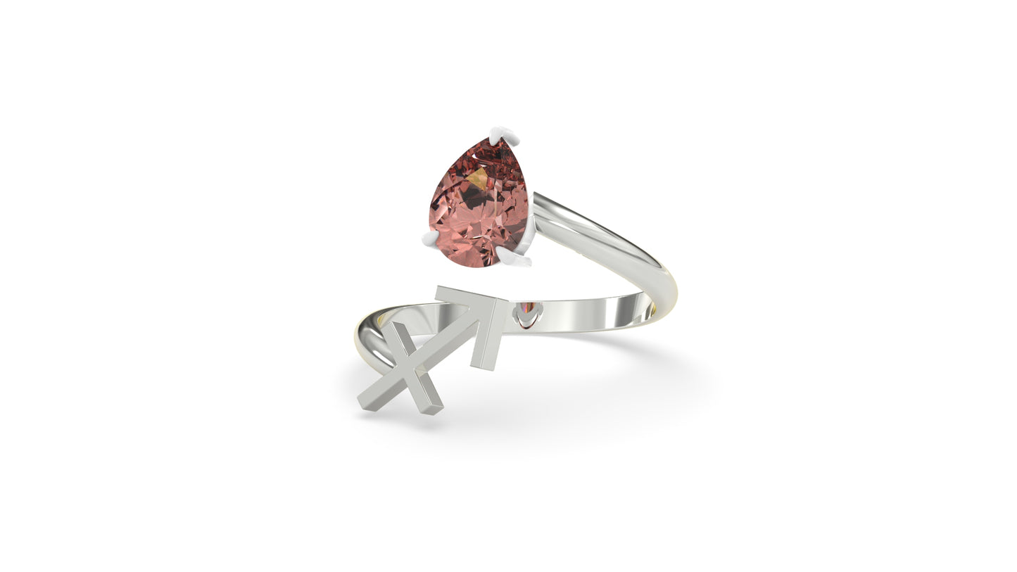 zodiac sign ring- sagittarius- silver