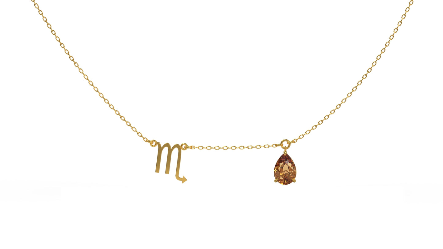 zodiac sign necklace- scorpio- gold