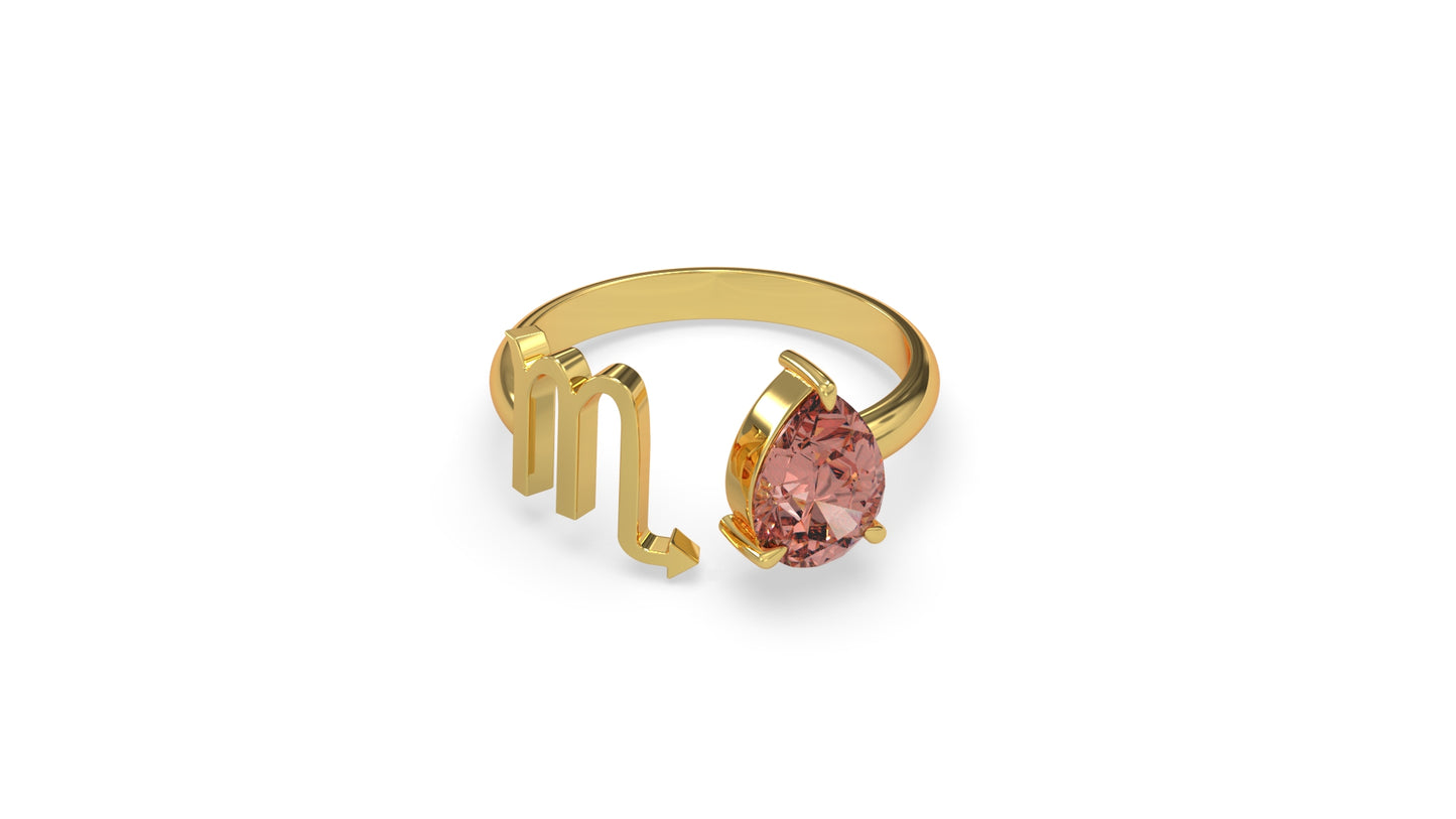 zodiac sign ring- scorpio- gold