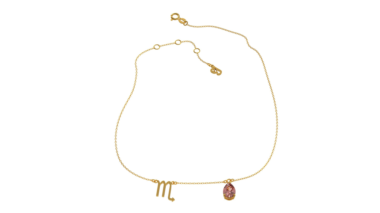 zodiac sign necklace- scorpio- gold