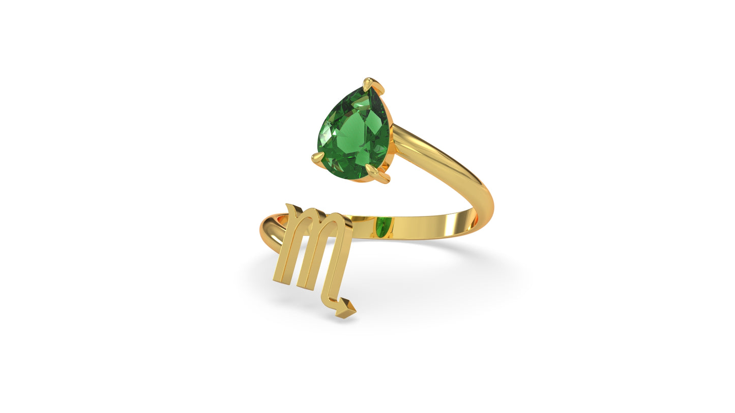 zodiac sign ring- scorpio- gold