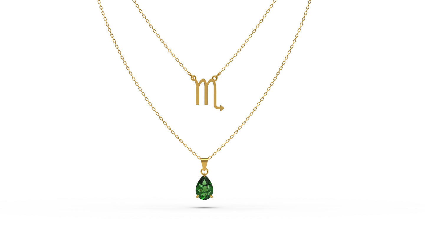 zodiac sign necklace- scorpio- gold