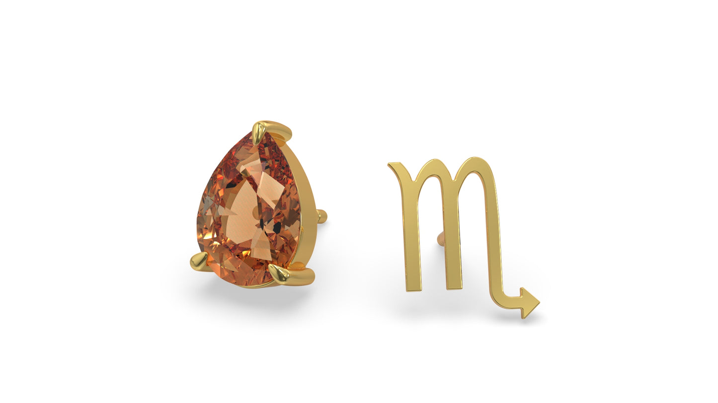 zodiac sign earrings- scorpio- gold