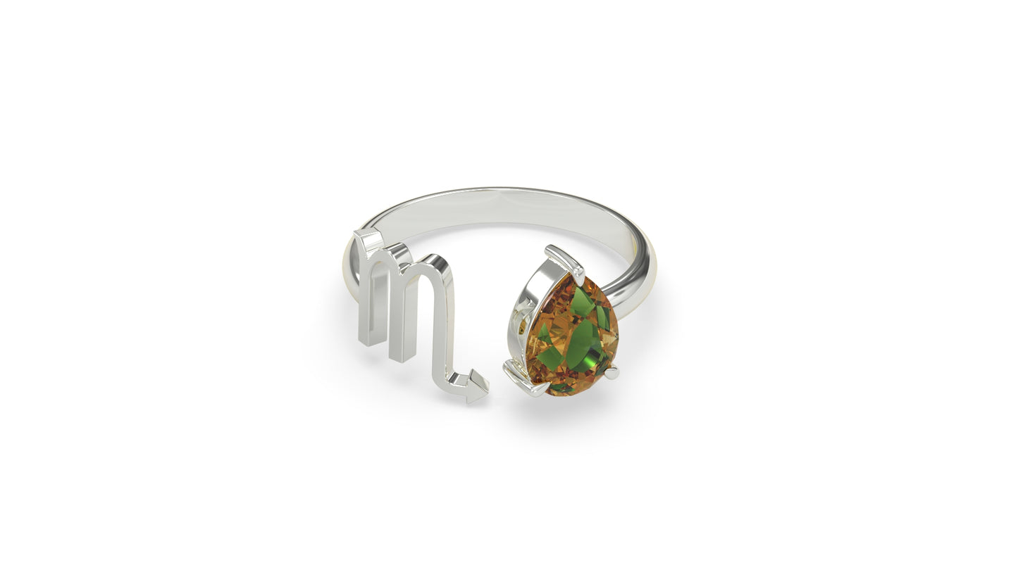zodiac sign ring- scorpio- silver