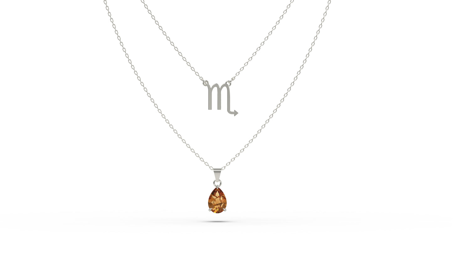 zodiac sign necklace- scorpio- silver