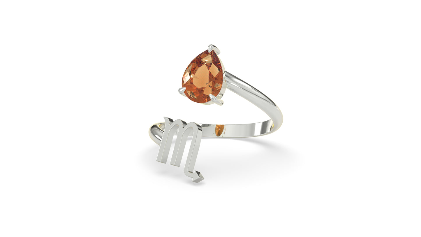 zodiac sign ring- scorpio- silver