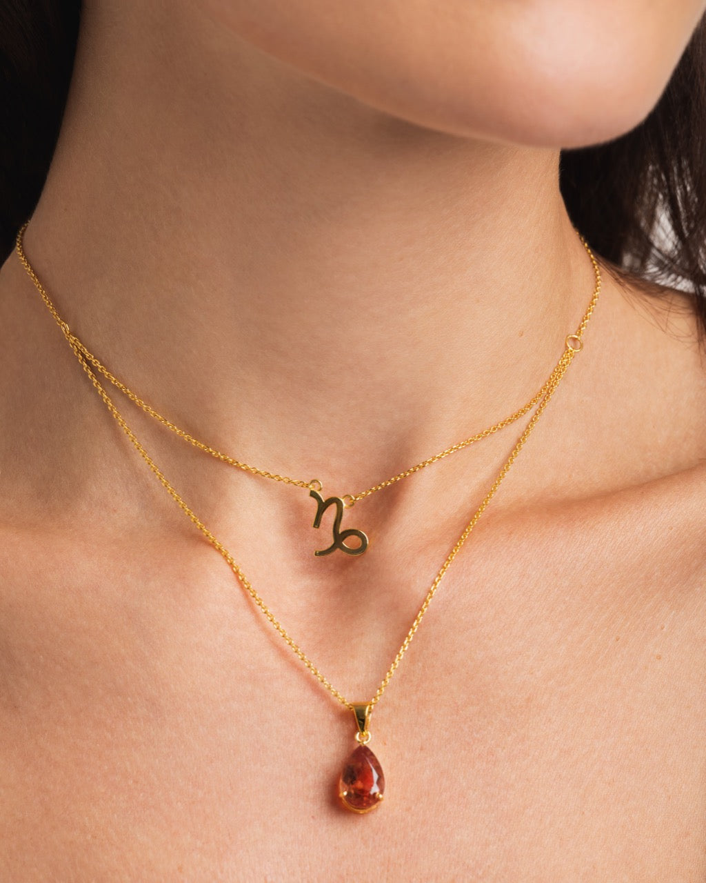 zodiac sign necklace- capricorn- gold