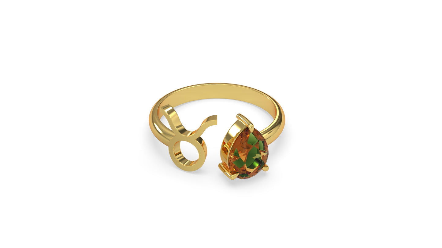 zodiac sign ring- taurus- gold