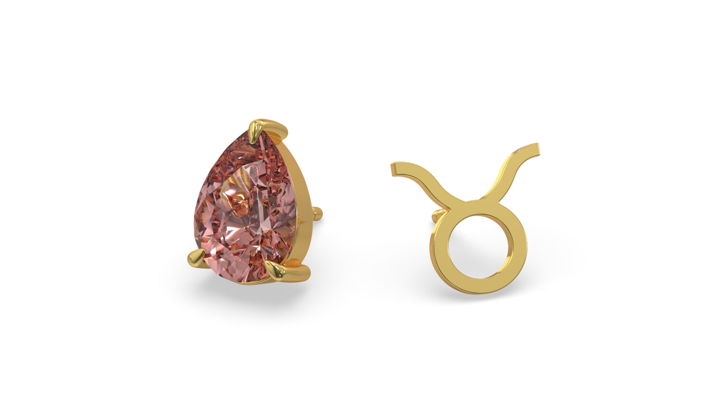 zodiac sign earrings- taurus- gold