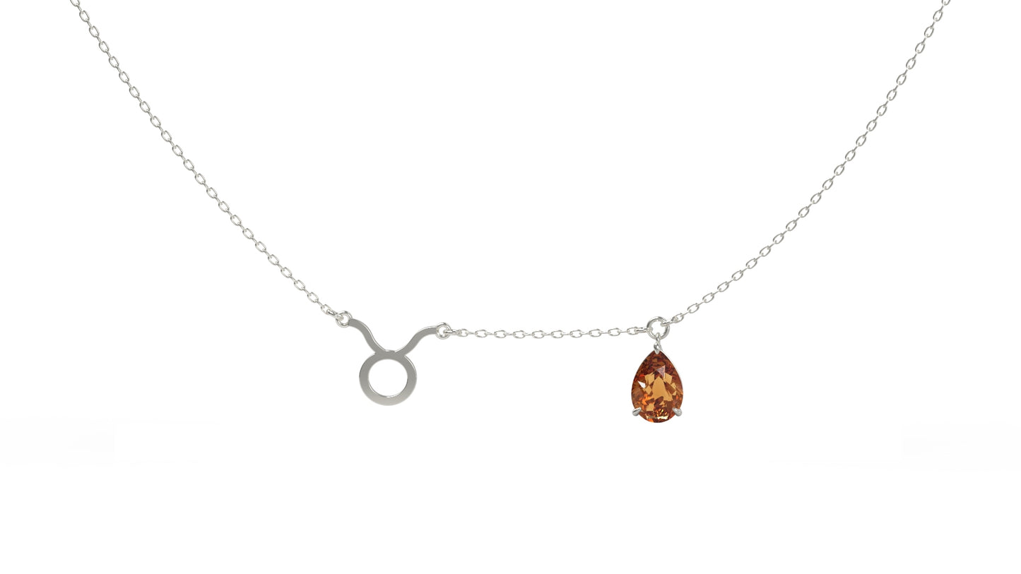 zodiac sign necklace- taurus- silver