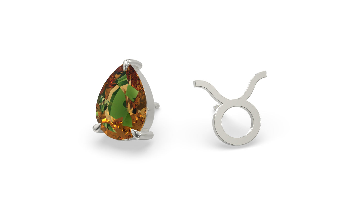 zodiac sign earrings- taurus- silver