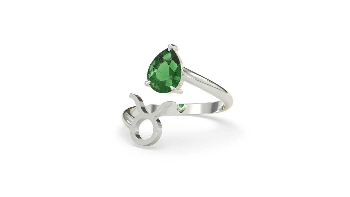 zodiac sign ring- taurus- silver
