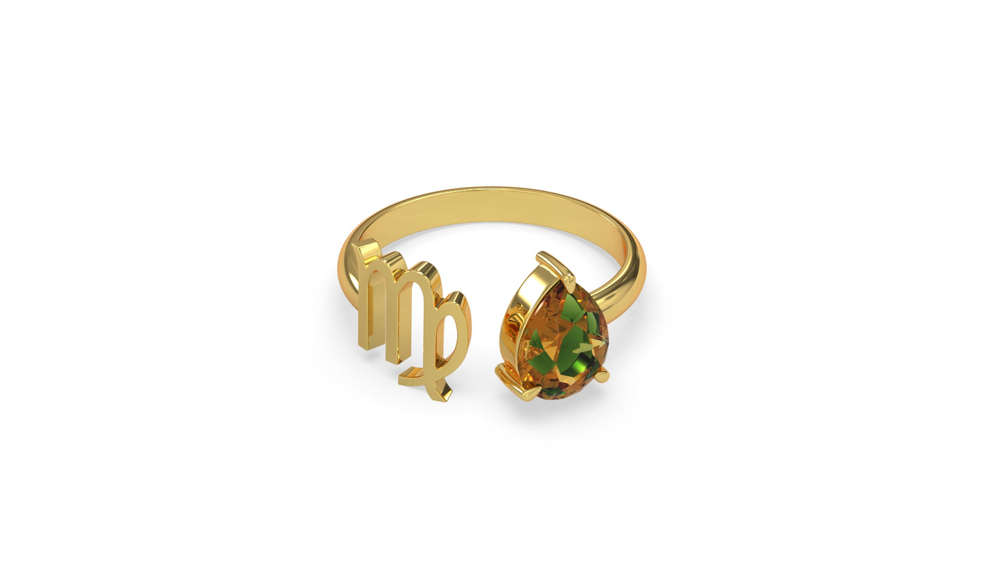 zodiac sign ring- virgo- gold