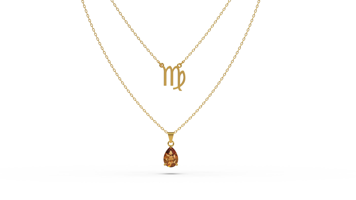 zodiac sign necklace- virgo- gold