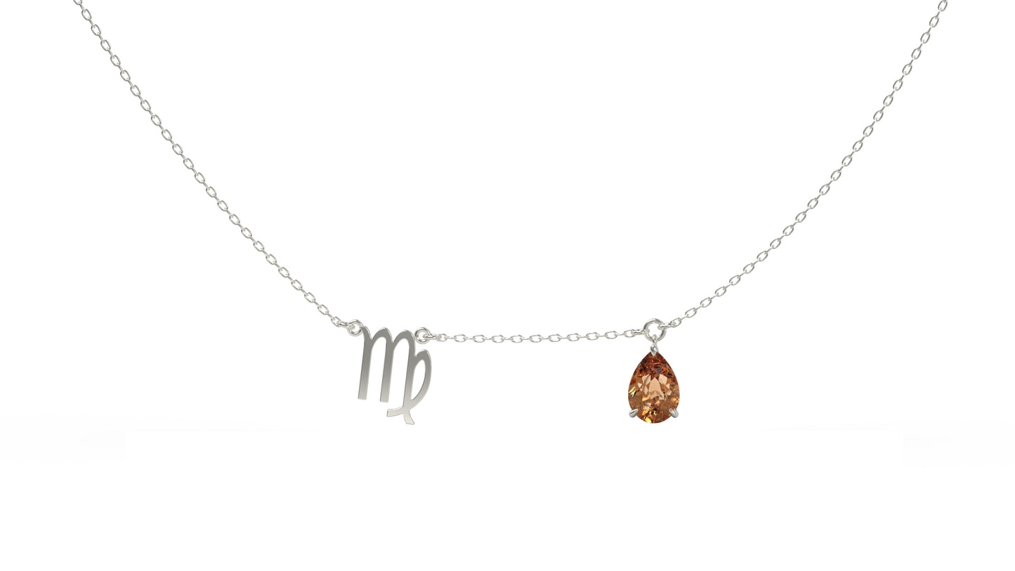 zodiac sign necklace- virgo- silver