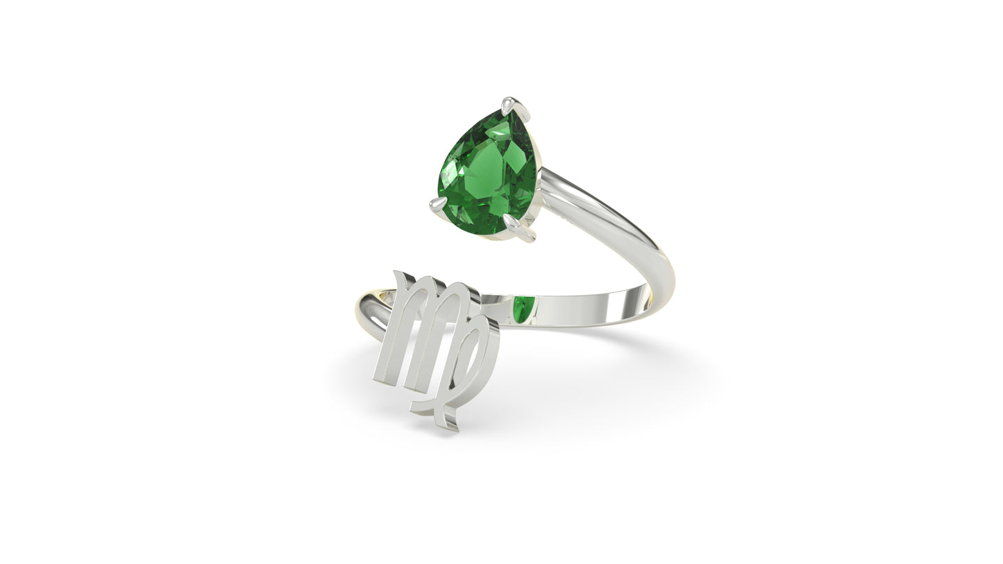 zodiac sign ring- virgo- silver