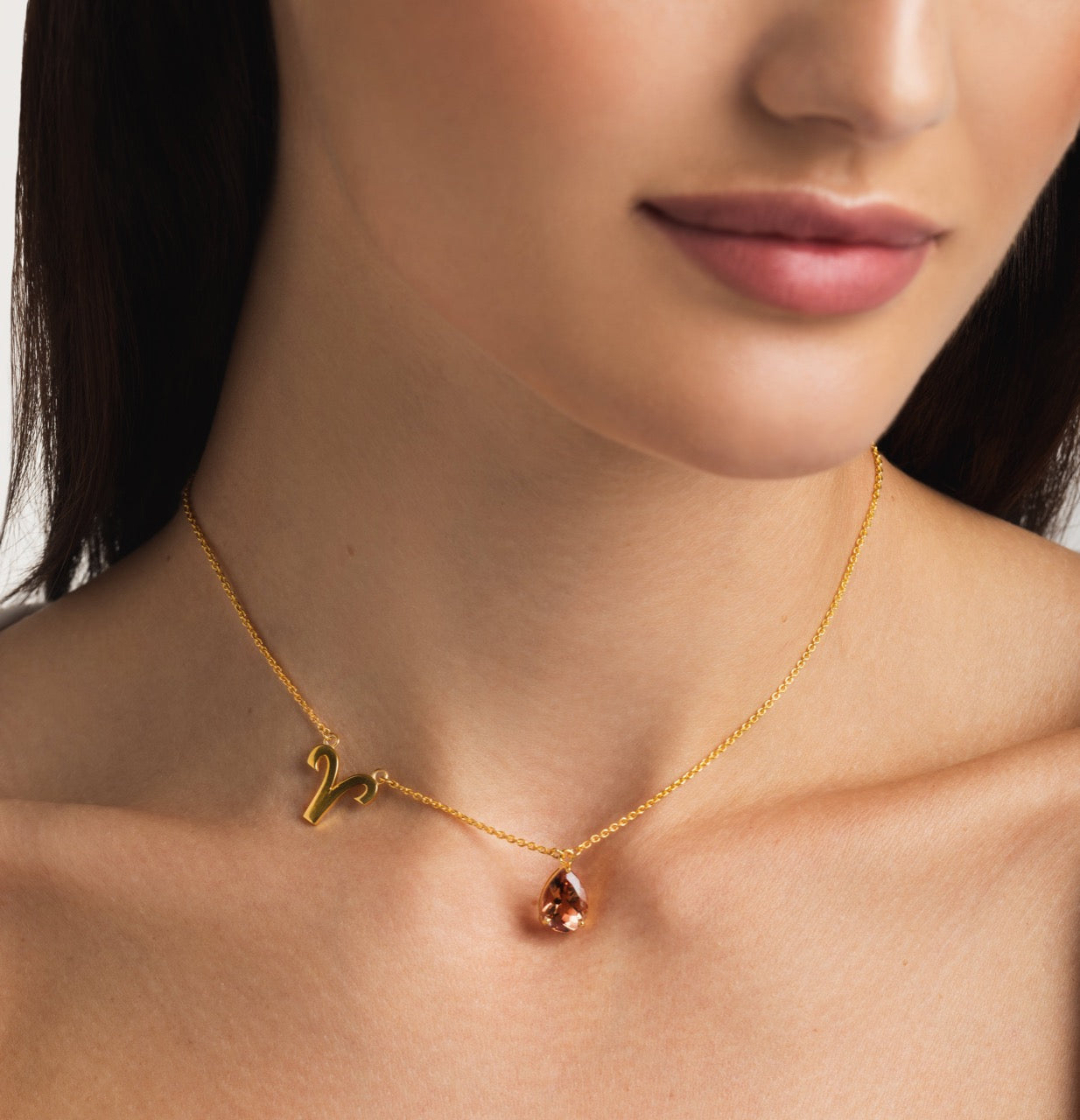 zodiac sign necklace- aries- gold