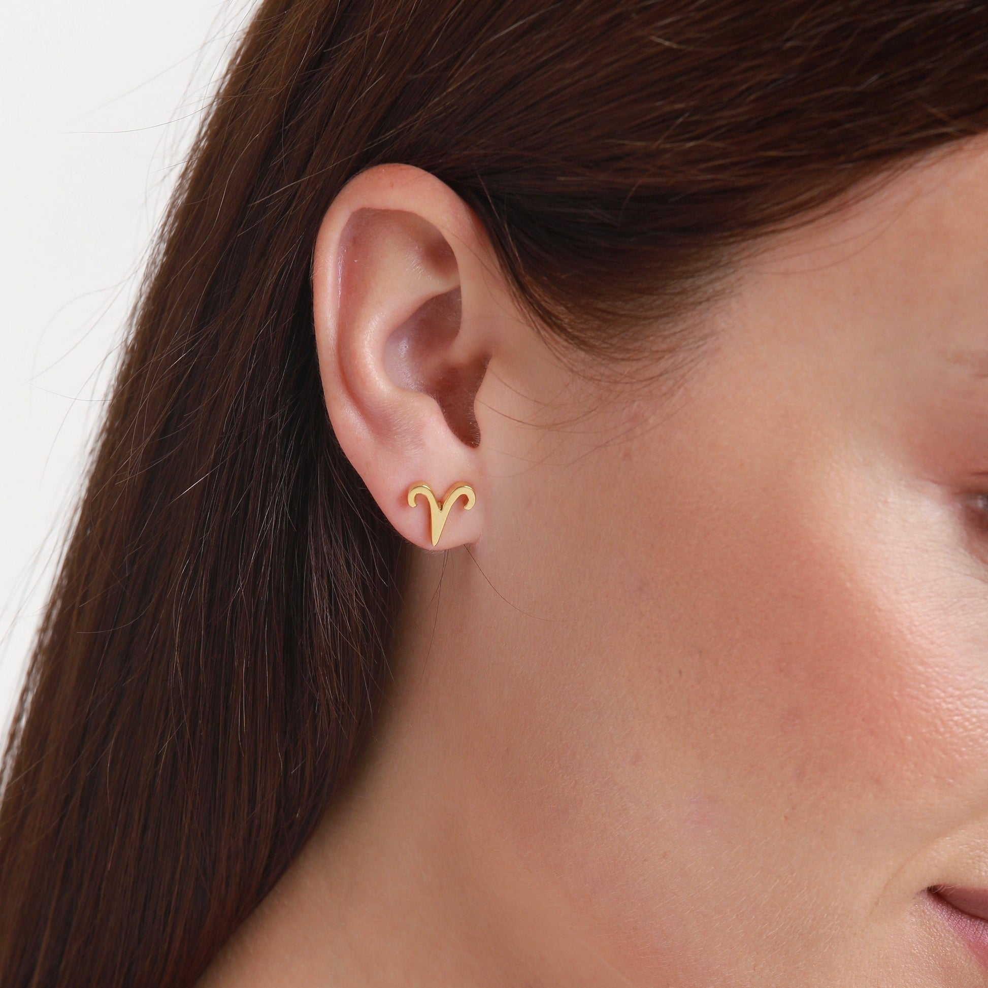 zodiac sign earrings- aries- gold