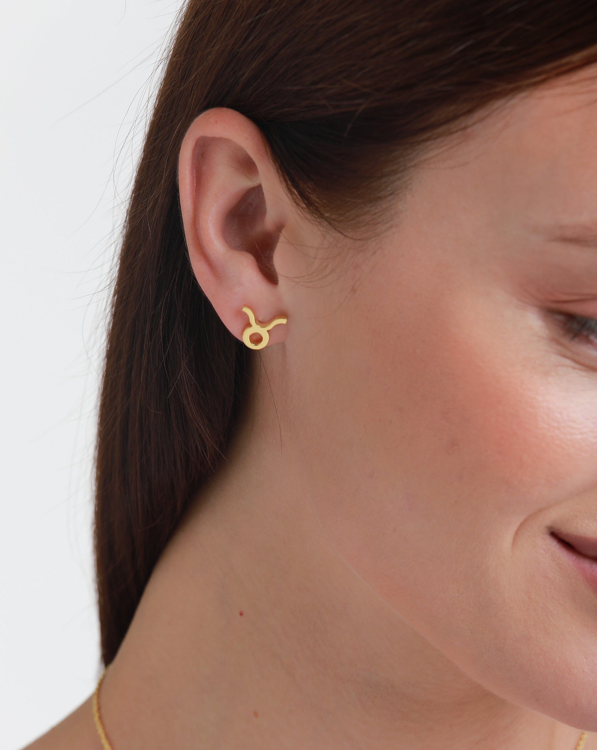 zodiac sign earrings- taurus- gold