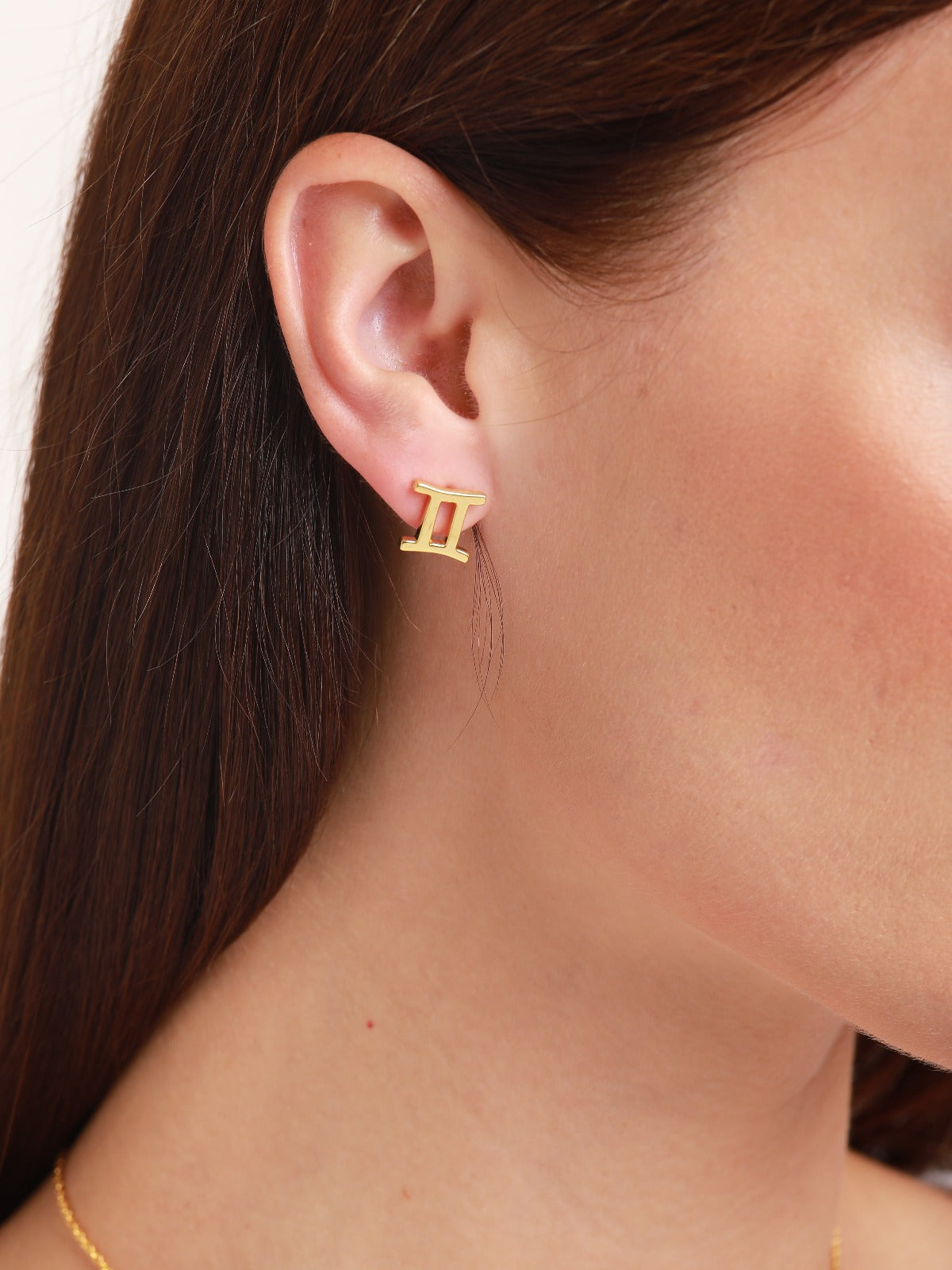 zodiac sign earrings- gemini- gold