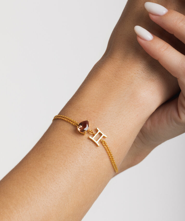zodiac sign bracelet- gemini- gold