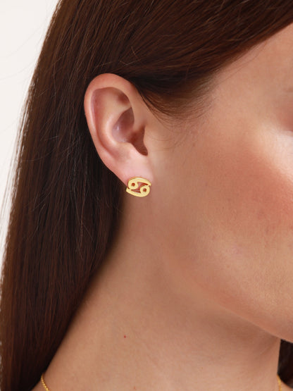 zodiac sign earrings- cancer- gold