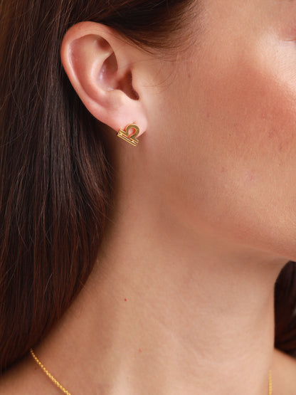 zodiac sign earrings- libra- gold