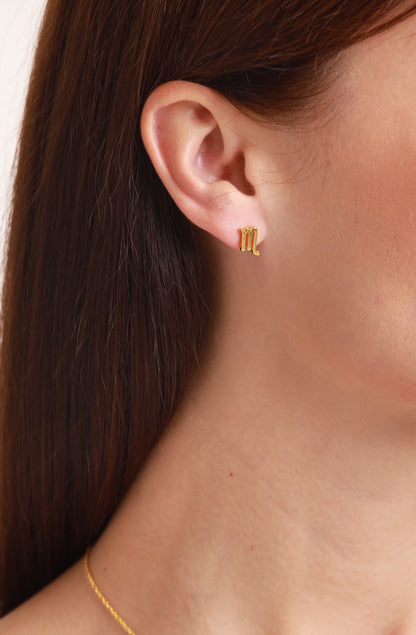 zodiac sign earrings- scorpio- gold