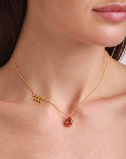 Zodiac sign necklace, aquarius, gold