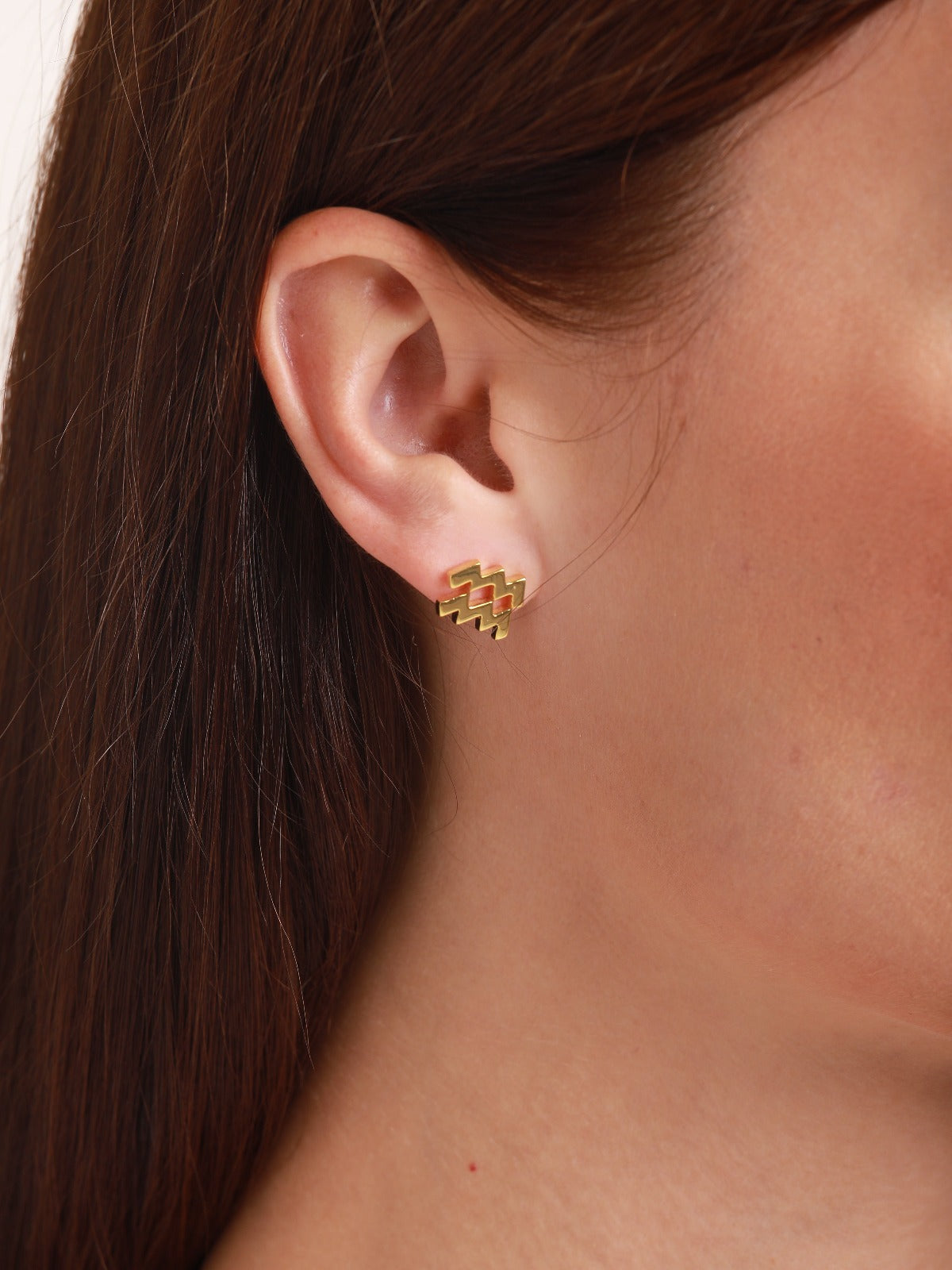 zodiac sign earrings- aquarius- gold