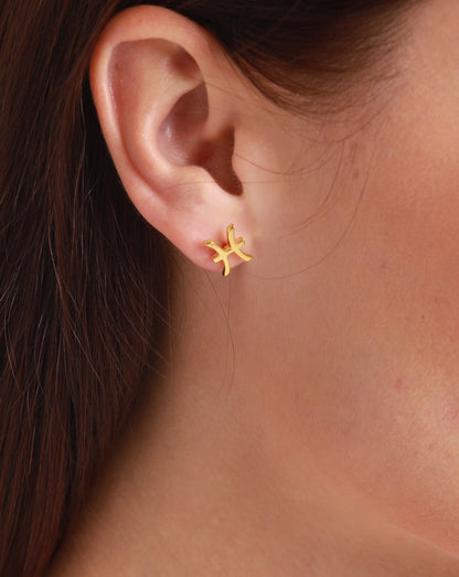 zodiac sign earrings- pisces- gold