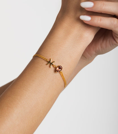 zodiac sign bracelet- pisces- gold