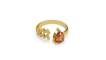 zodiac sign ring- aquarius- gold