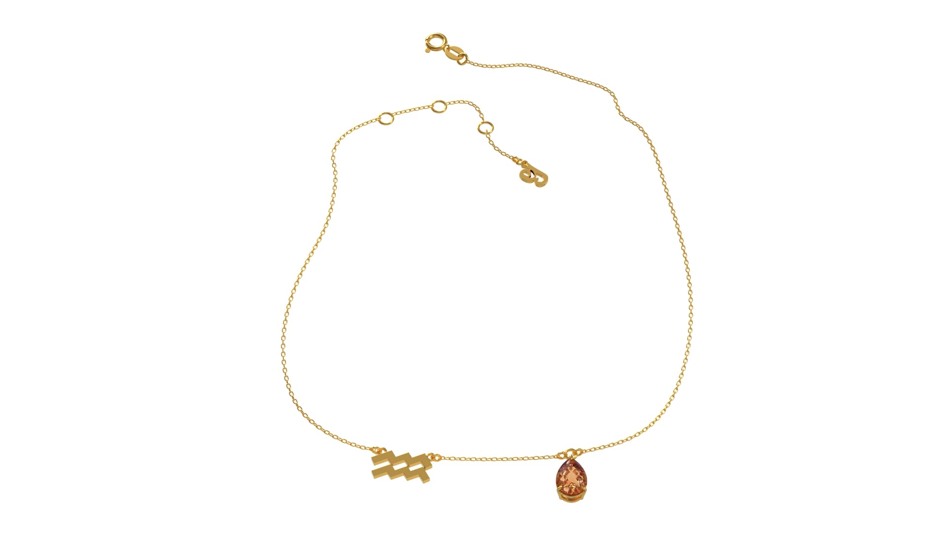 Zodiac sign necklace, aquarius, gold